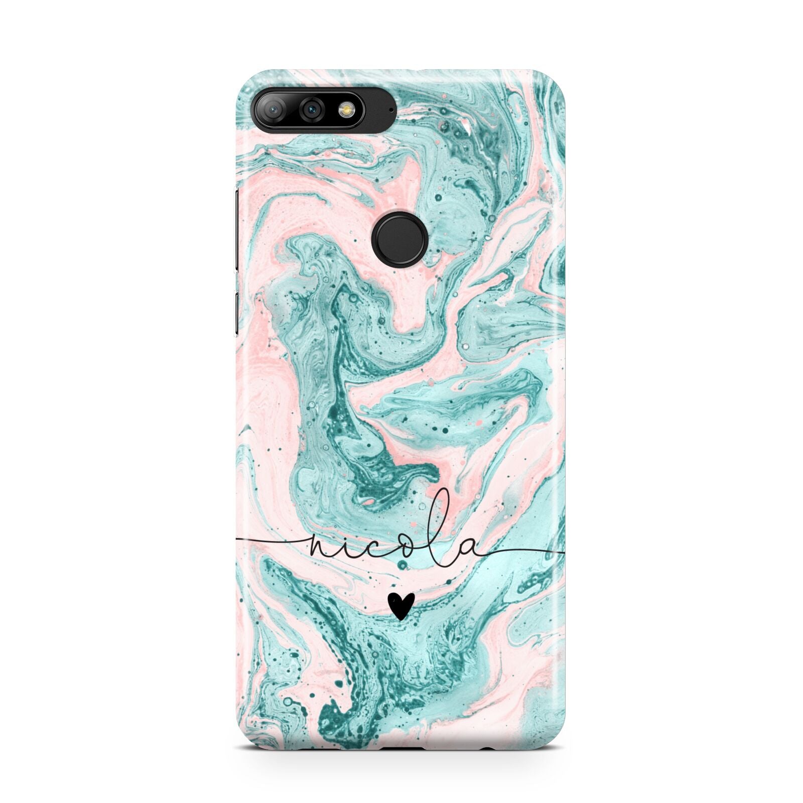 Personalised Name Green Swirl Marble Huawei Y7 2018