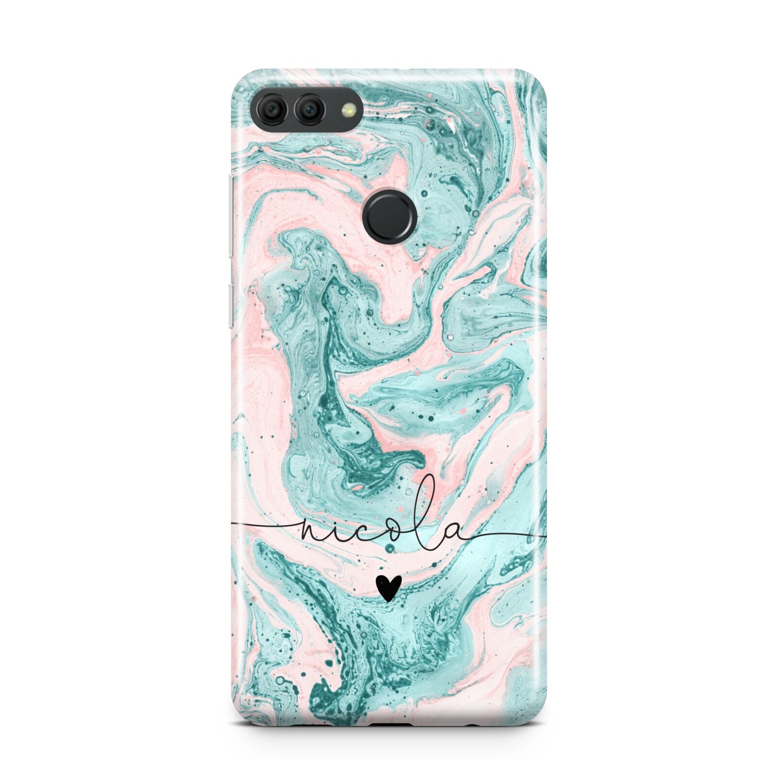 Personalised Name Green Swirl Marble Huawei Y9 2018