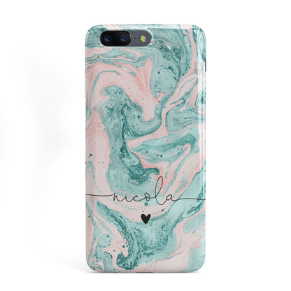 Personalised Name Green Swirl Marble OnePlus Case