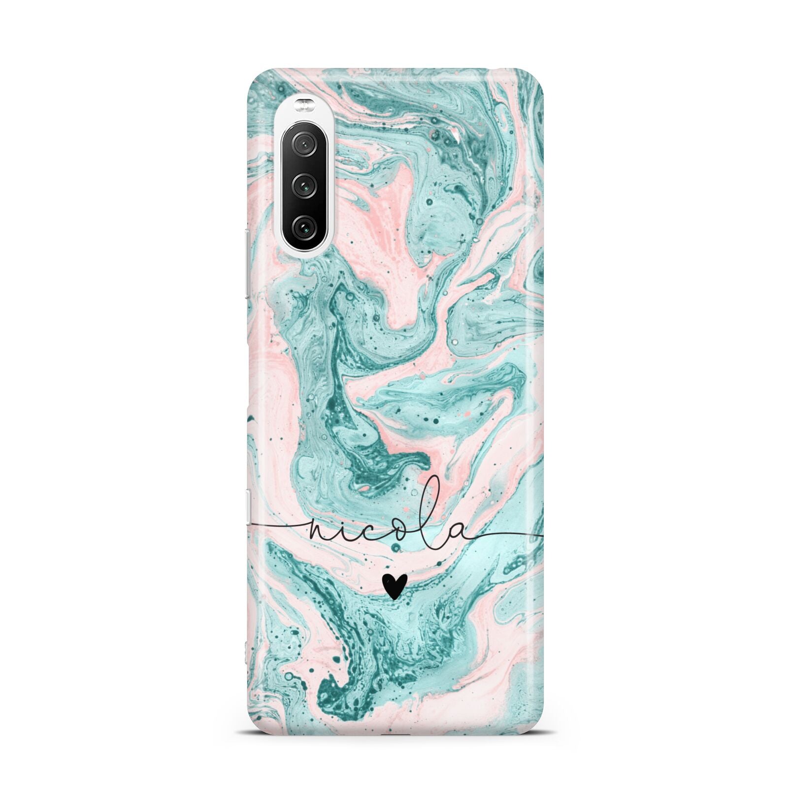 Personalised Name Green Swirl Marble Sony Xperia 10 III Case