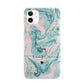 Personalised Name Green Swirl Marble iPhone 11 3D Snap Case