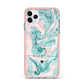 Personalised Name Green Swirl Marble iPhone 11 Pro Max Impact Pink Edge Case