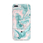 Personalised Name Green Swirl Marble iPhone 7 Plus Bumper Case on Silver iPhone
