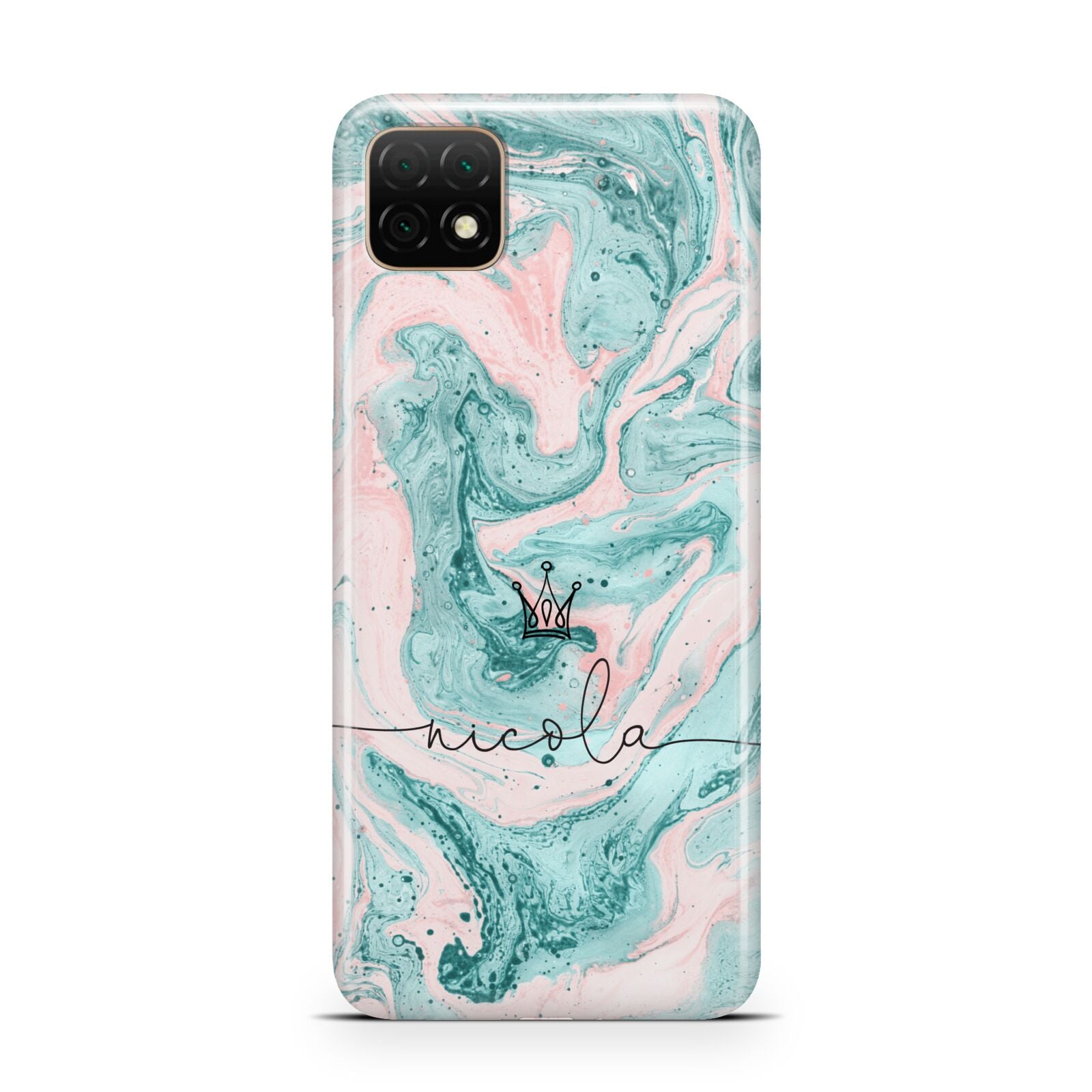 Personalised Name Marble Effect Crown Huawei Enjoy 20 Phone Case