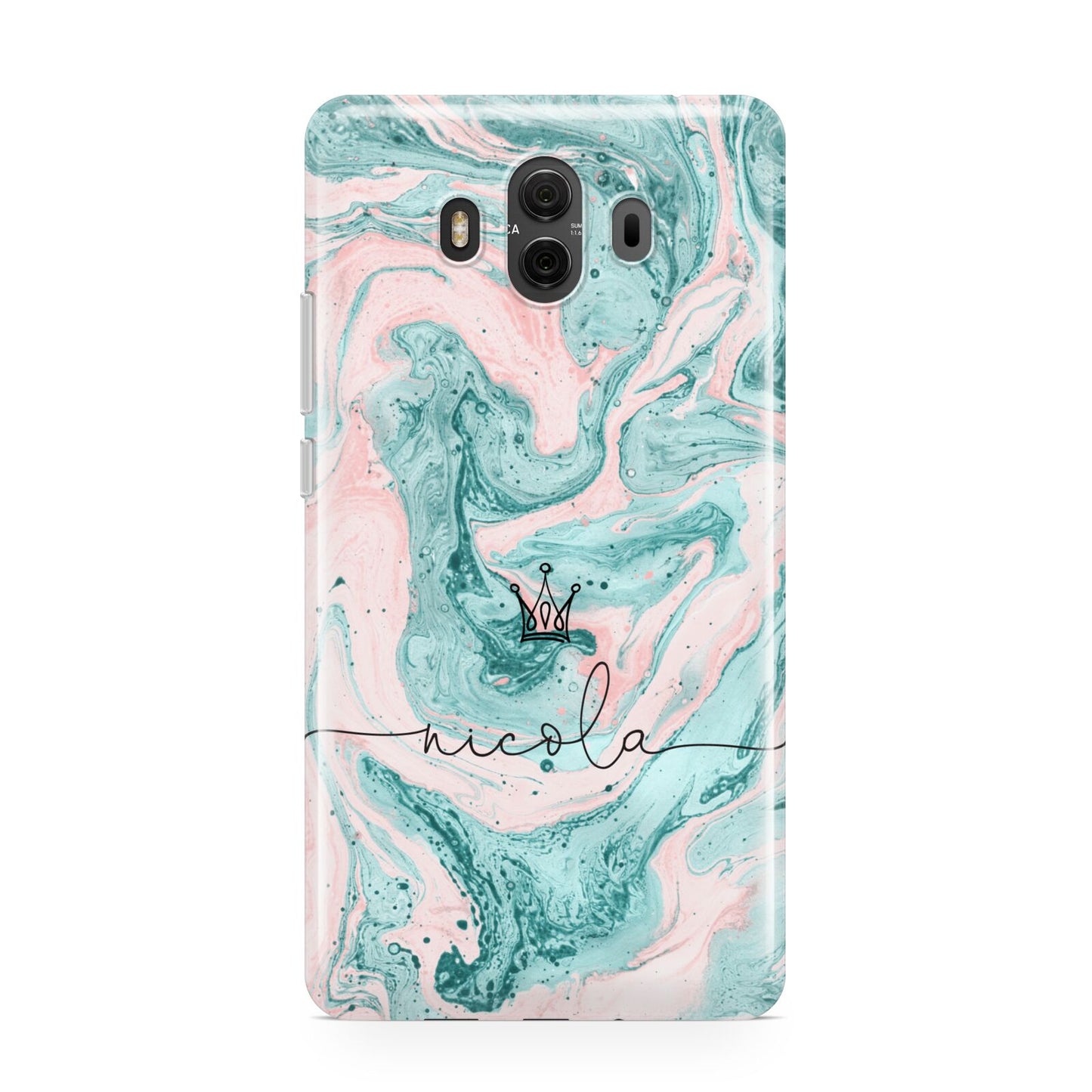 Personalised Name Marble Effect Crown Huawei Mate 10 Protective Phone Case