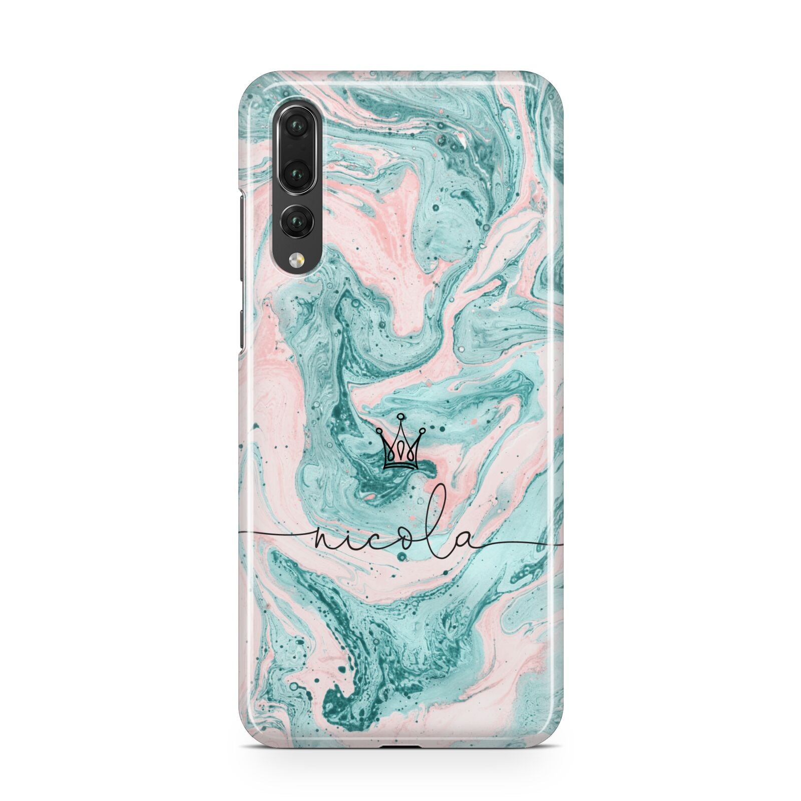 Personalised Name Marble Effect Crown Huawei P20 Pro Phone Case