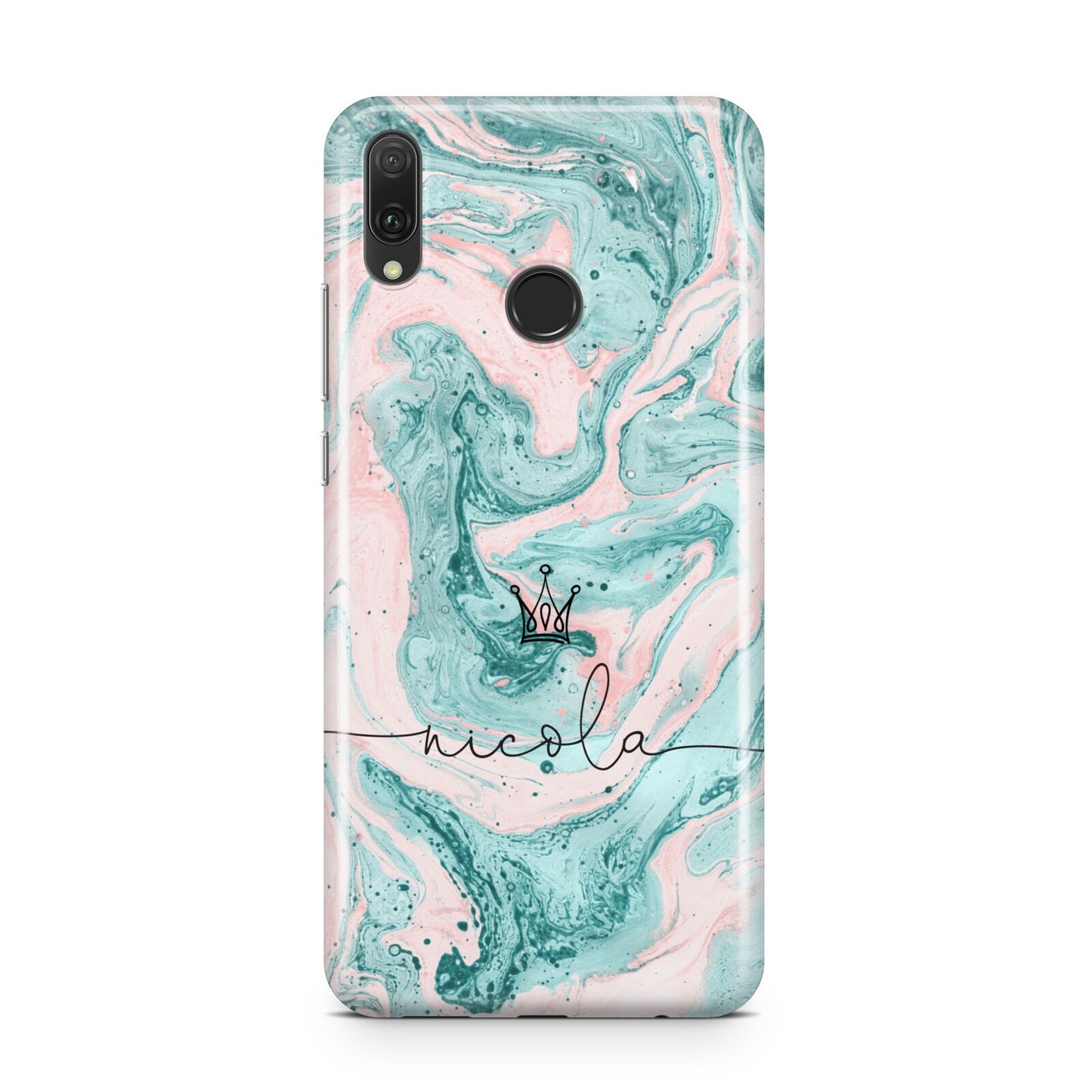 Personalised Name Marble Effect Crown Huawei Y9 2019