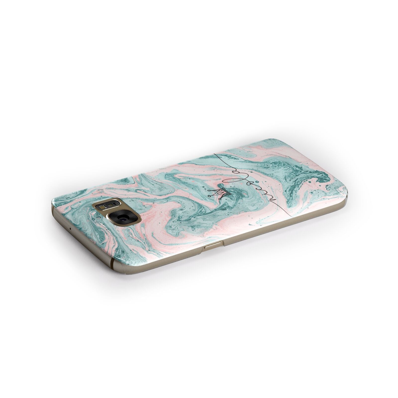 Personalised Name Marble Effect Crown Samsung Galaxy Case Side Close Up