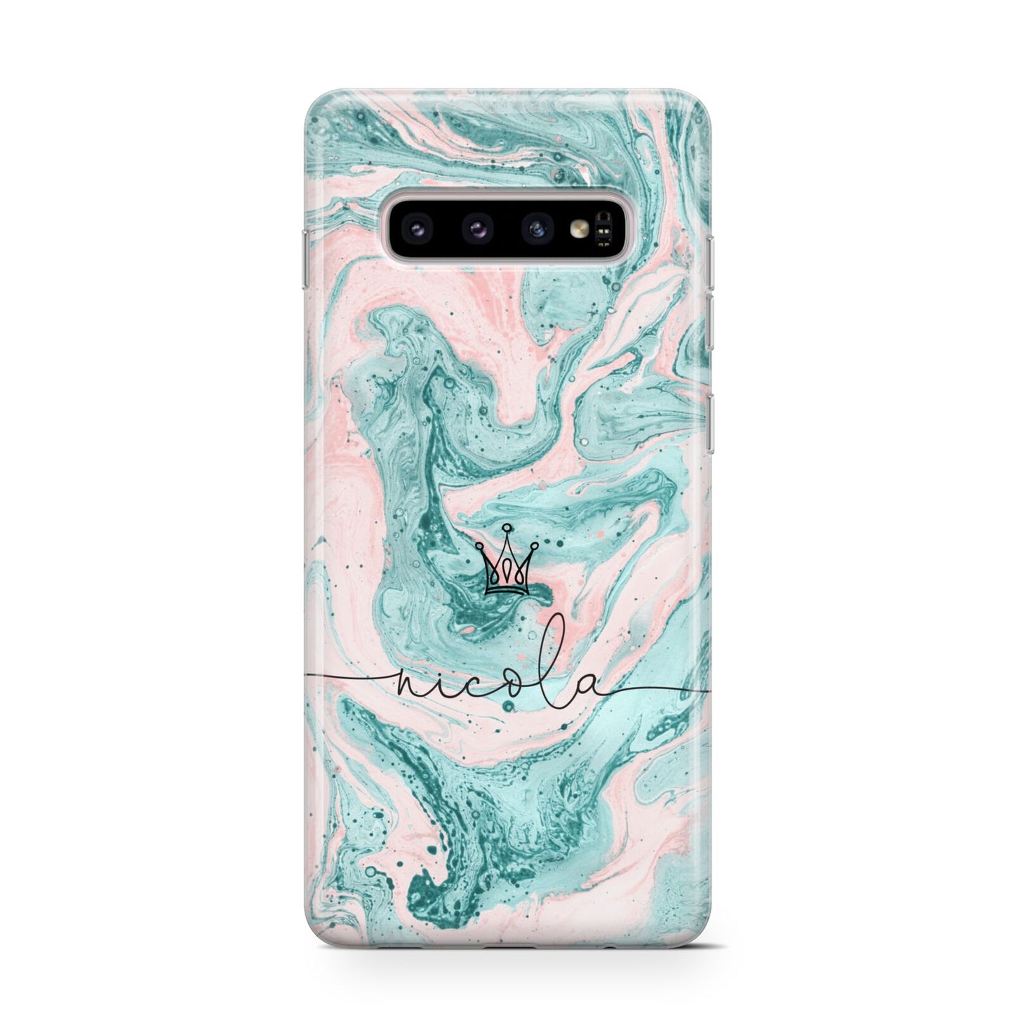 Personalised Name Marble Effect Crown Samsung Galaxy S10 Case