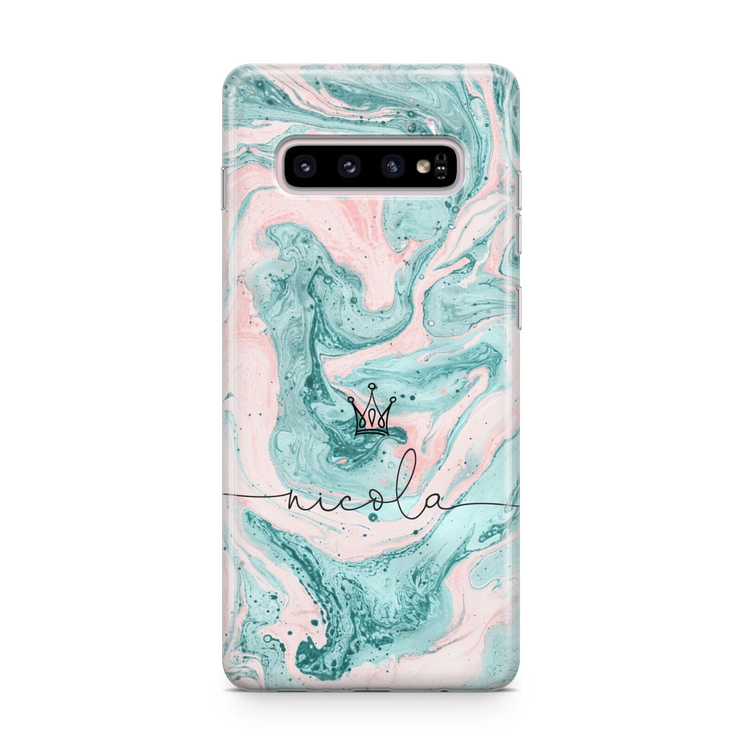 Personalised Name Marble Effect Crown Samsung Galaxy S10 Plus Case