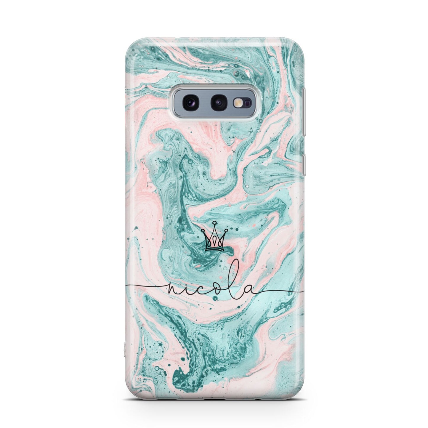 Personalised Name Marble Effect Crown Samsung Galaxy S10E Case