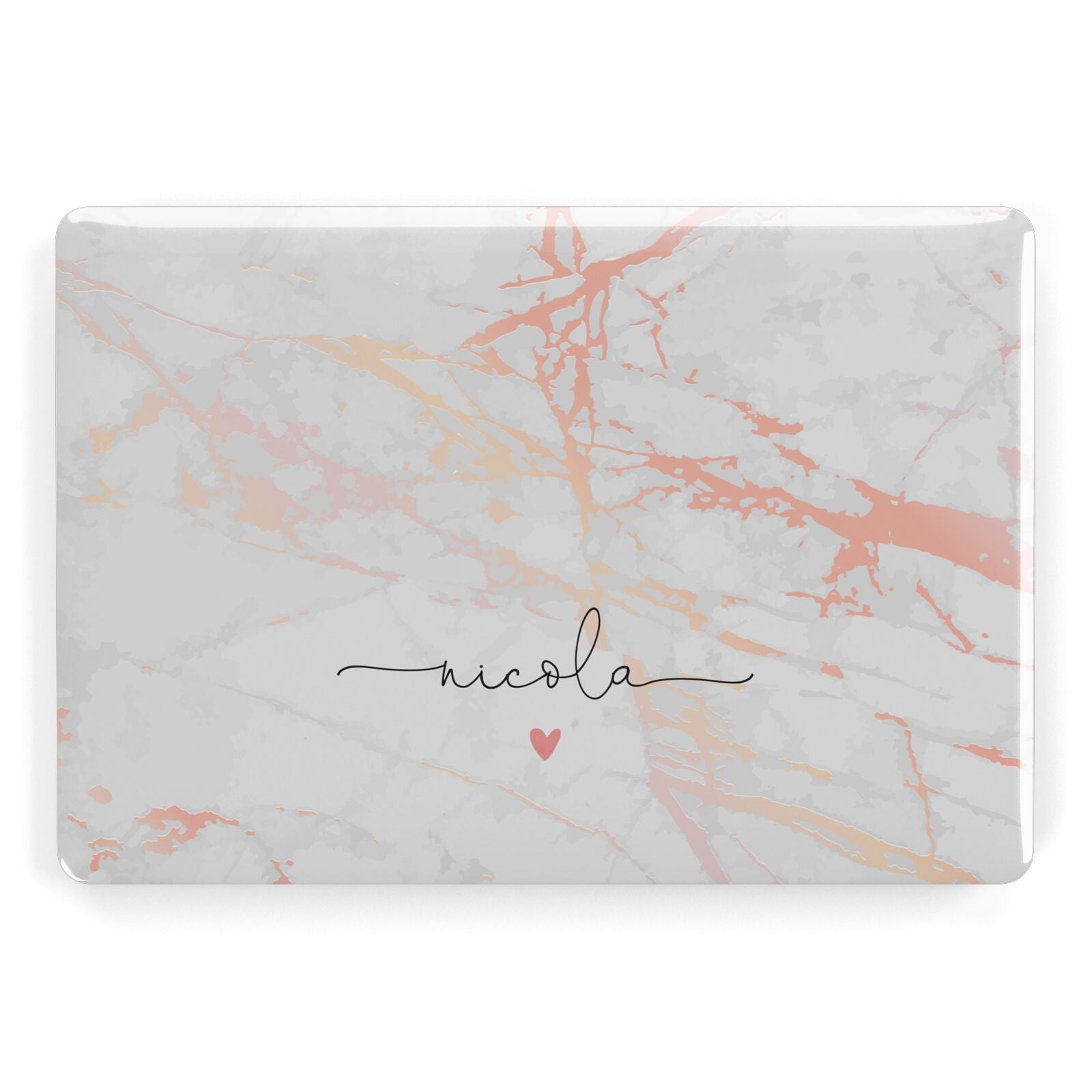 Personalised Name Pink Marble Heart Apple MacBook Case