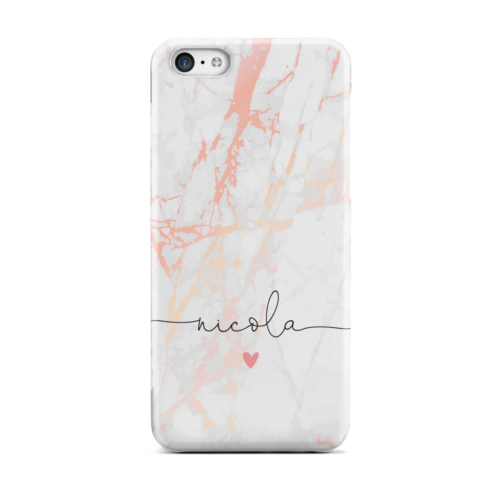 Personalised Name Pink Marble Heart Apple iPhone 5c Case