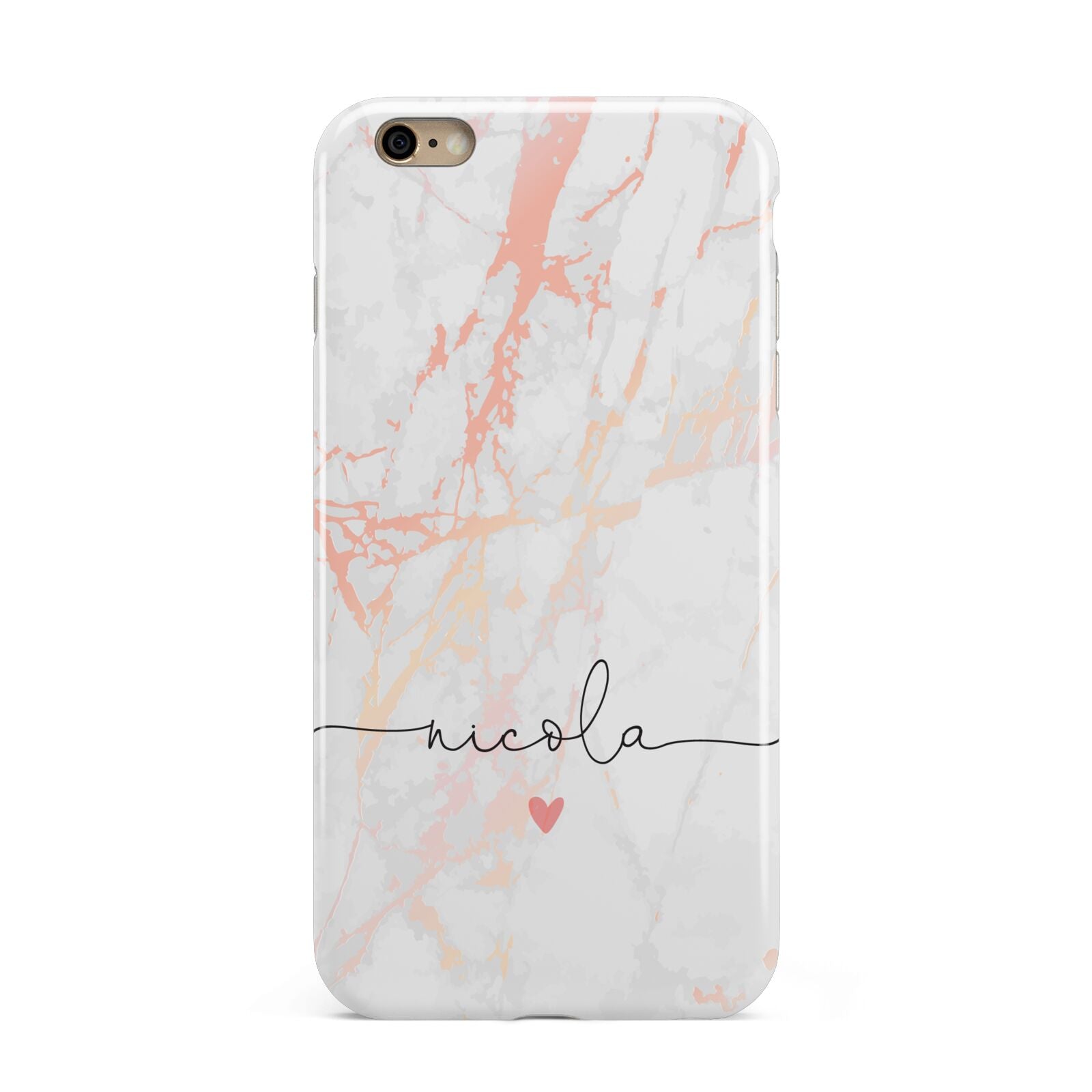 Personalised Name Pink Marble Heart Apple iPhone 6 Plus 3D Tough Case