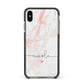 Personalised Name Pink Marble Heart Apple iPhone Xs Max Impact Case Black Edge on Black Phone