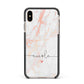 Personalised Name Pink Marble Heart Apple iPhone Xs Max Impact Case Black Edge on Gold Phone