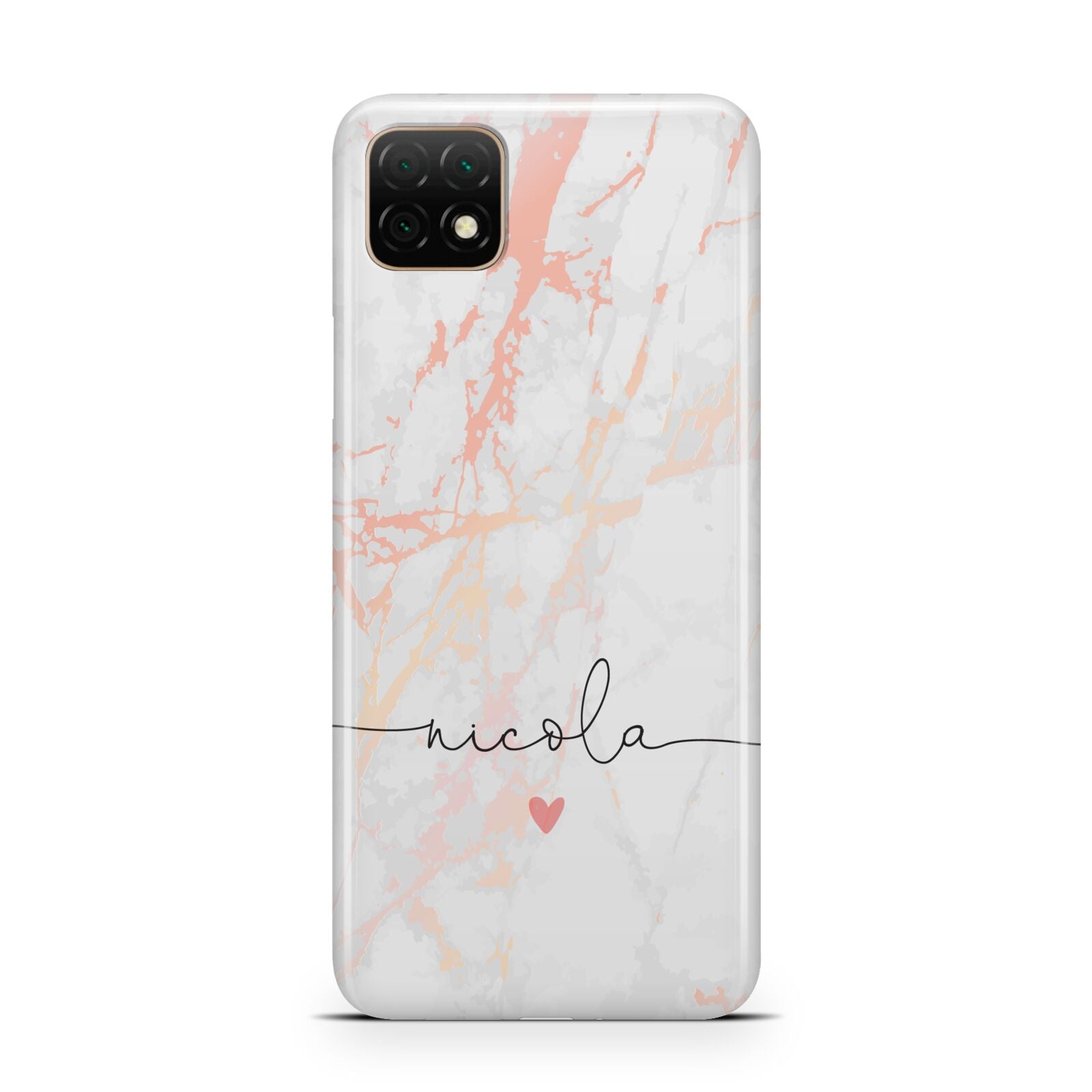 Personalised Name Pink Marble Heart Huawei Enjoy 20 Phone Case