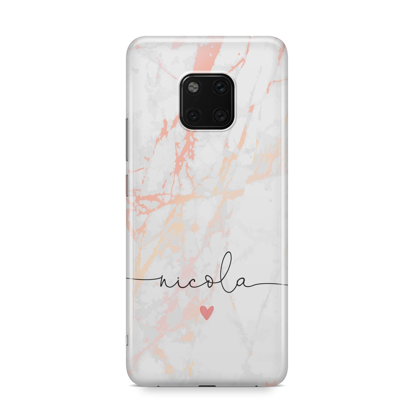 Personalised Name Pink Marble Heart Huawei Mate 20 Pro Phone Case