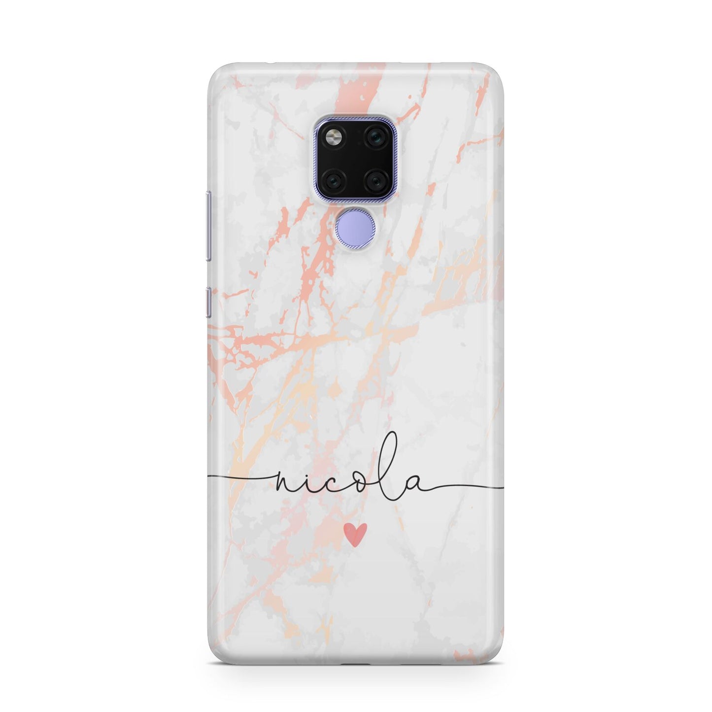 Personalised Name Pink Marble Heart Huawei Mate 20X Phone Case