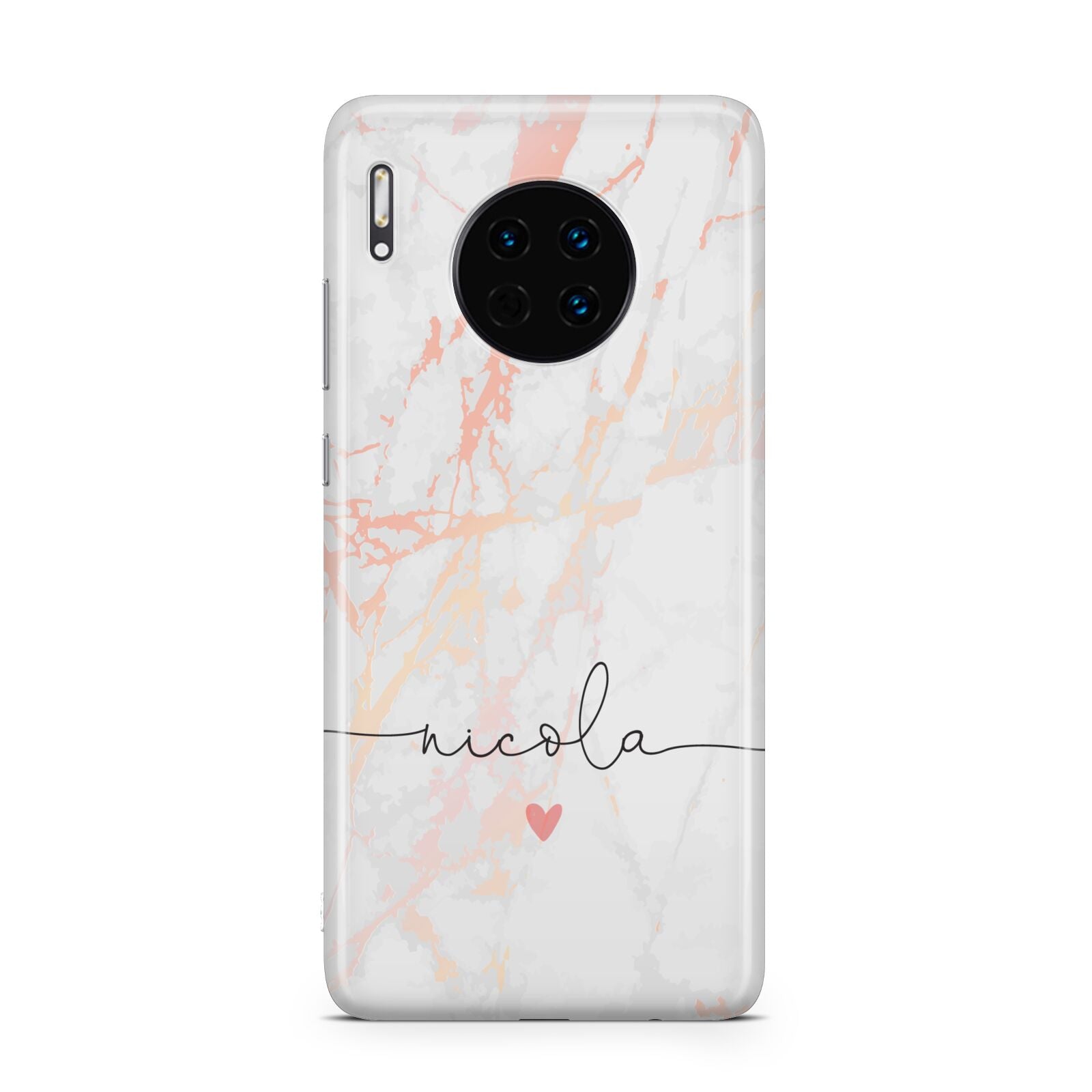 Personalised Name Pink Marble Heart Huawei Mate 30