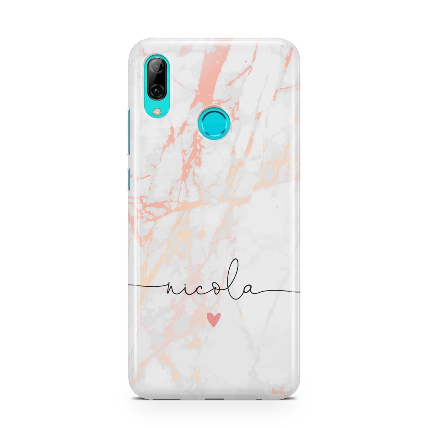 Personalised Name Pink Marble Heart Huawei P Smart 2019 Case