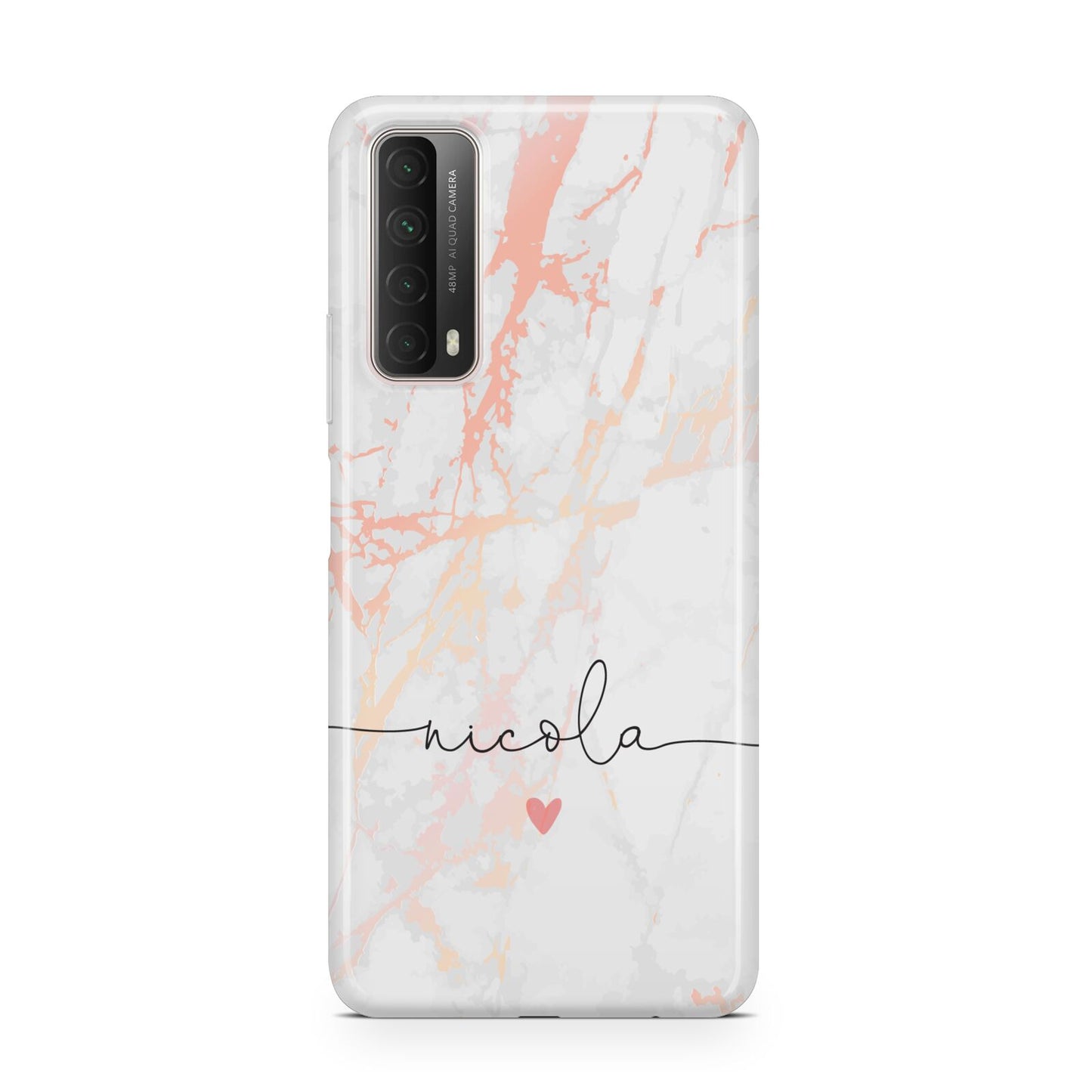 Personalised Name Pink Marble Heart Huawei P Smart 2021