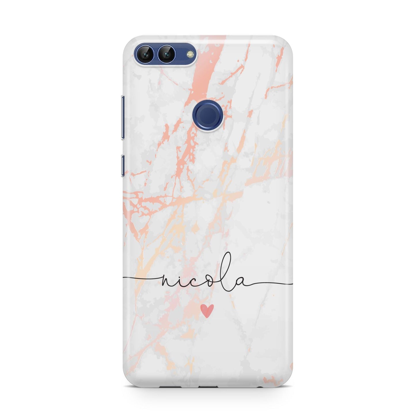 Personalised Name Pink Marble Heart Huawei P Smart Case