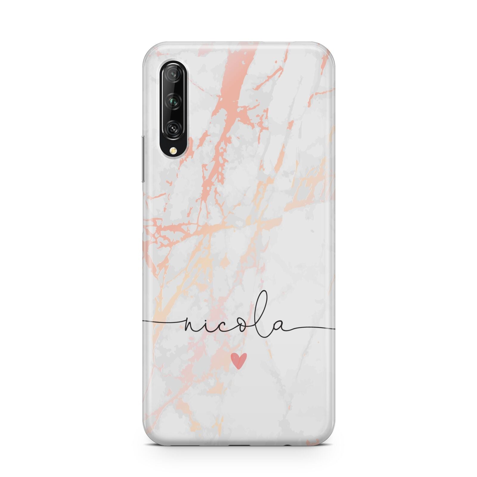 Personalised Name Pink Marble Heart Huawei P Smart Pro 2019