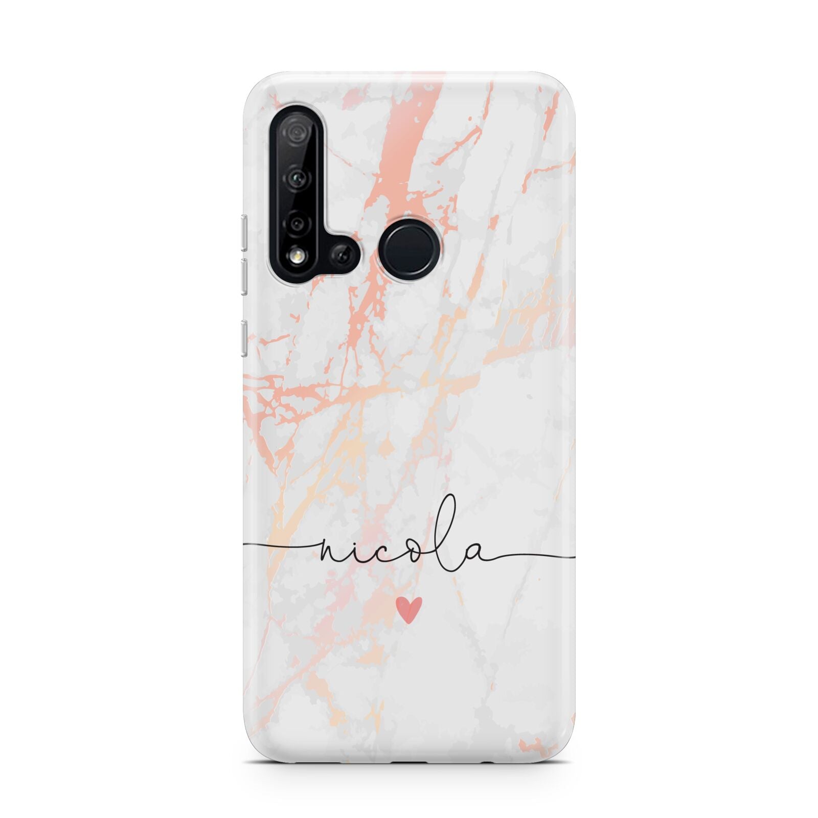 Personalised Name Pink Marble Heart Huawei P20 Lite 5G Phone Case