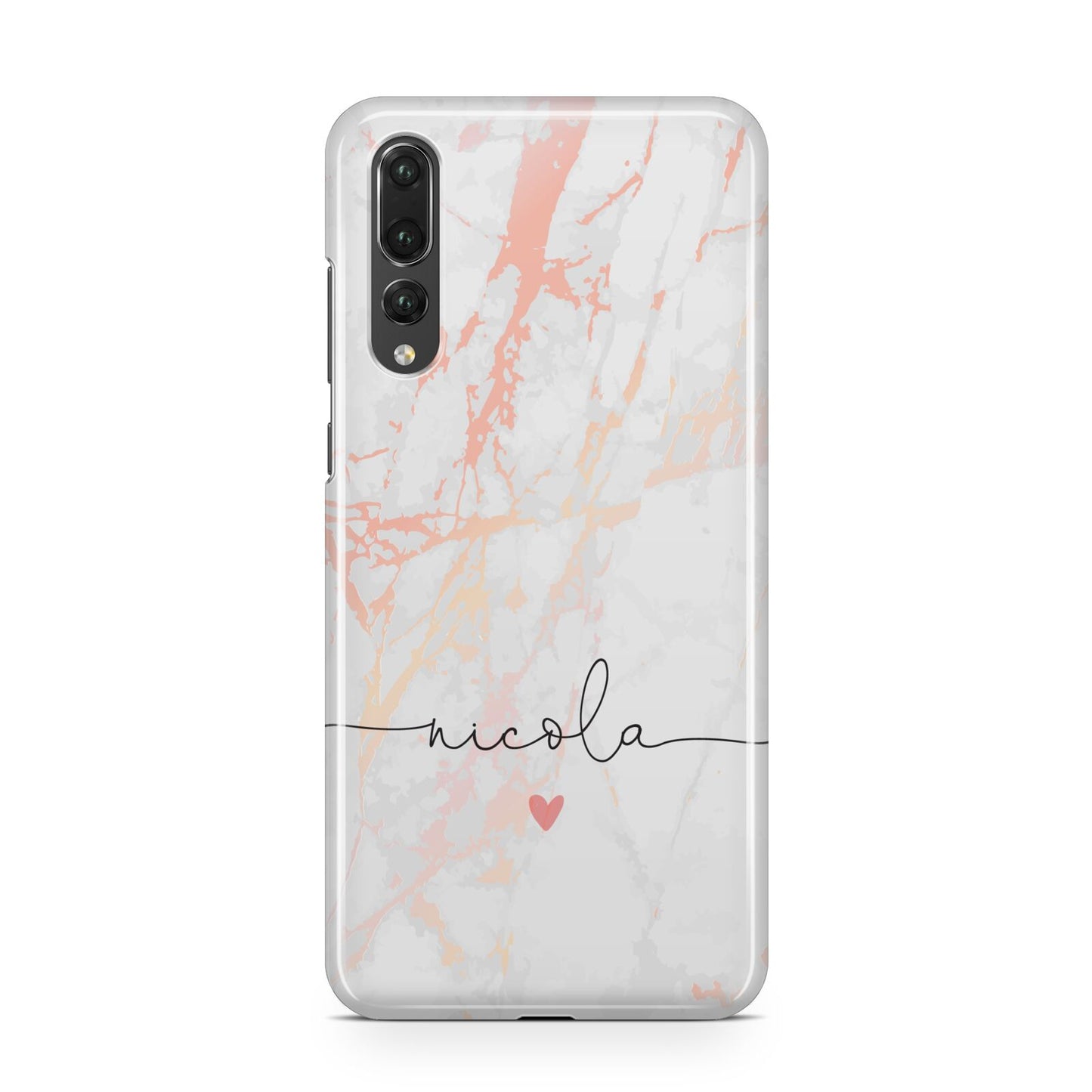 Personalised Name Pink Marble Heart Huawei P20 Pro Phone Case