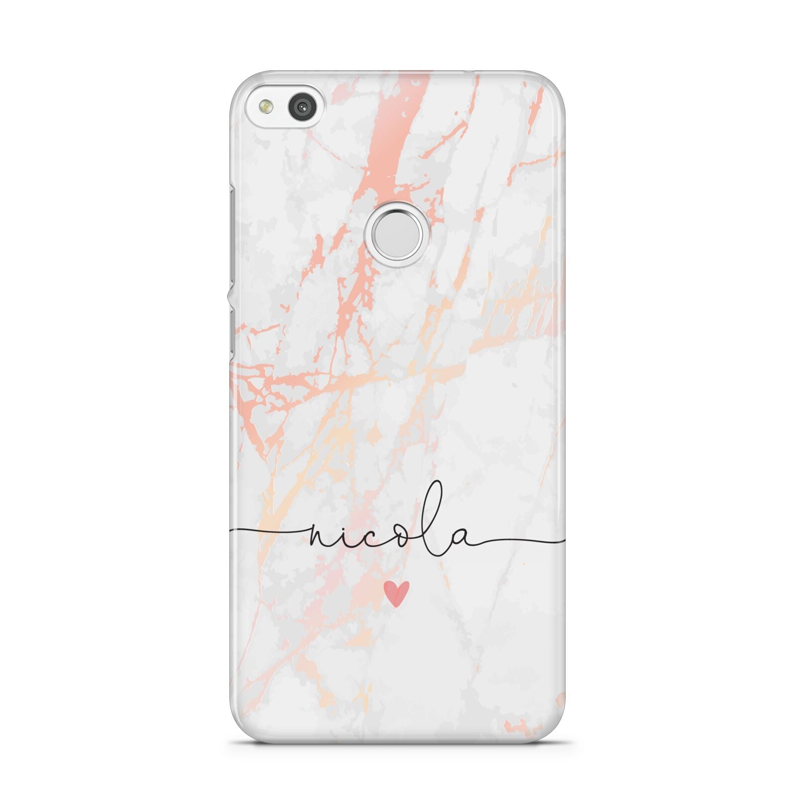 Personalised Name Pink Marble Heart Huawei P8 Lite Case