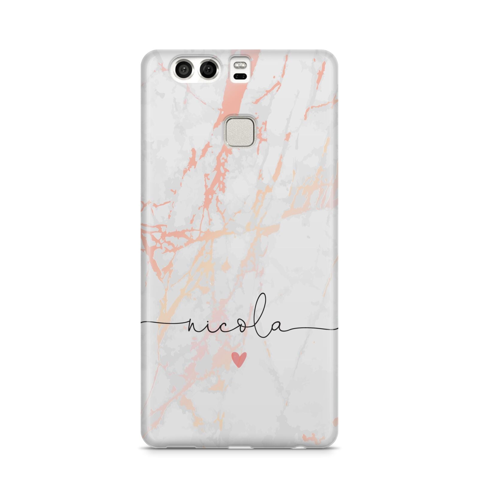 Personalised Name Pink Marble Heart Huawei P9 Case