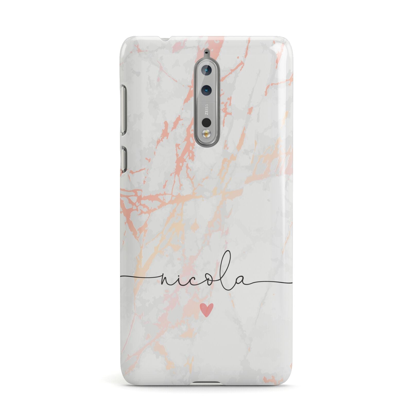 Personalised Name Pink Marble Heart Nokia Case