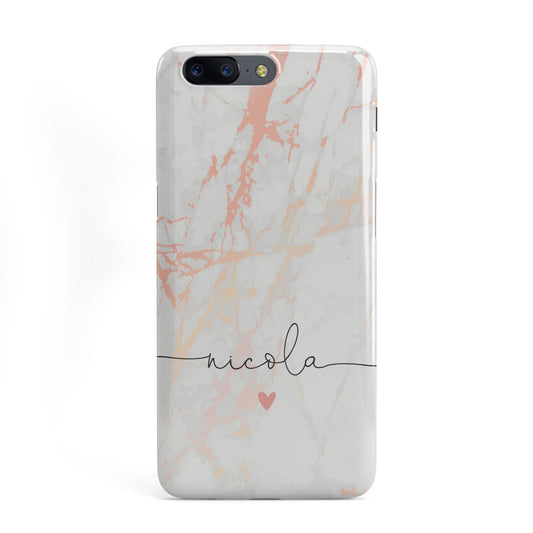 Personalised Name Pink Marble Heart OnePlus Case