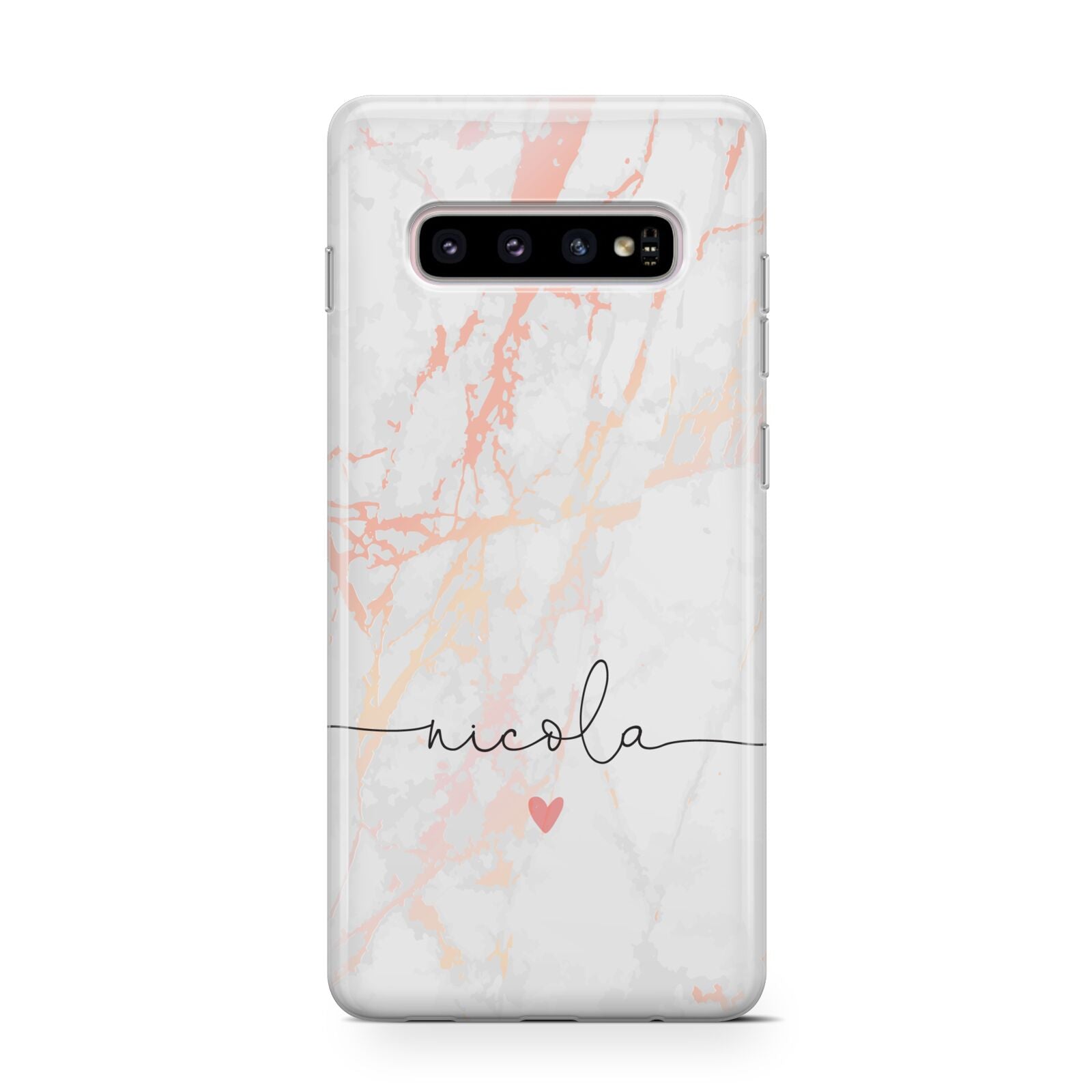 Personalised Name Pink Marble Heart Protective Samsung Galaxy Case