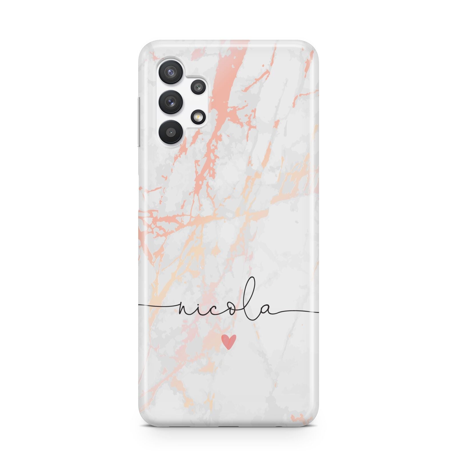 Personalised Name Pink Marble Heart Samsung A32 5G Case