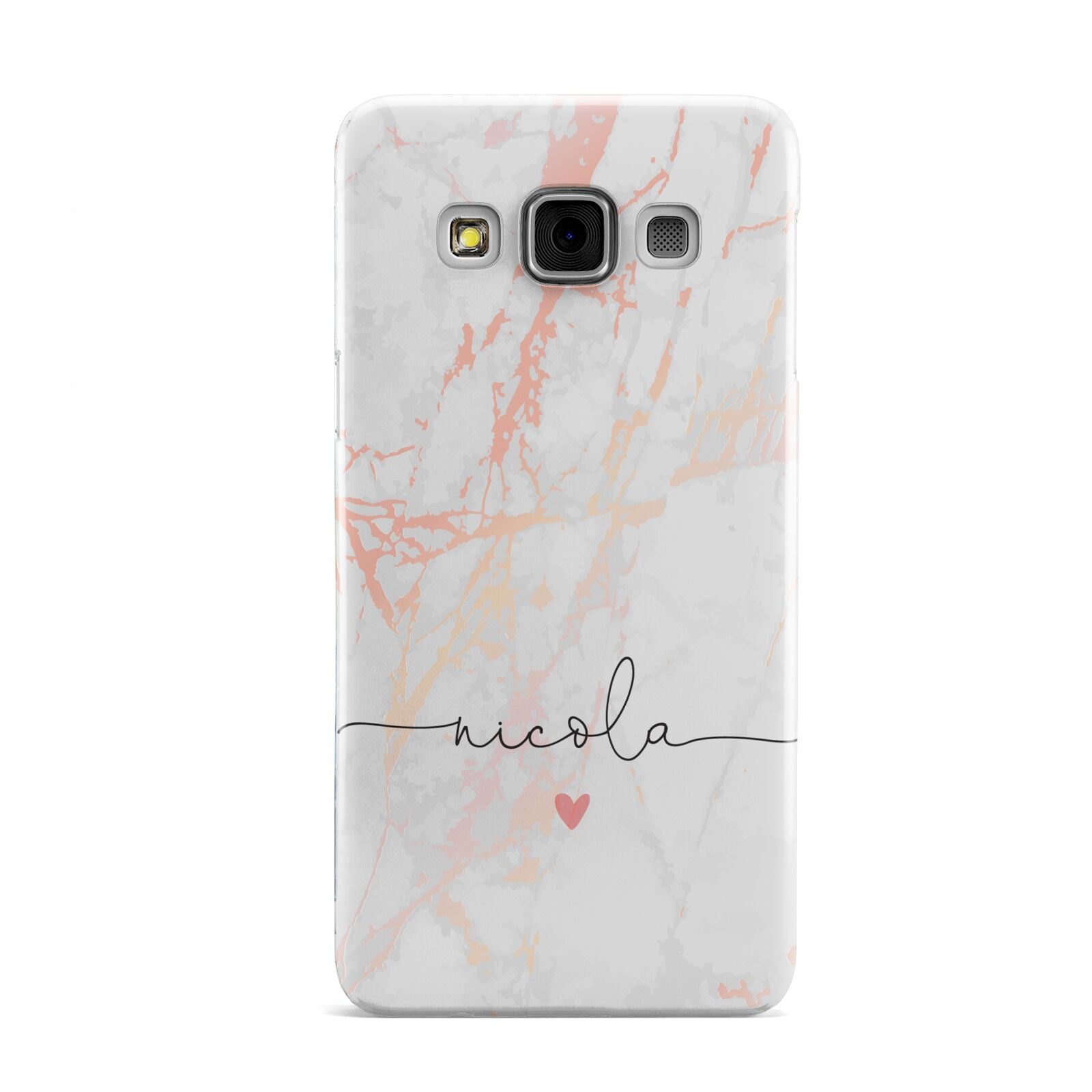 Personalised Name Pink Marble Heart Samsung Galaxy A3 Case