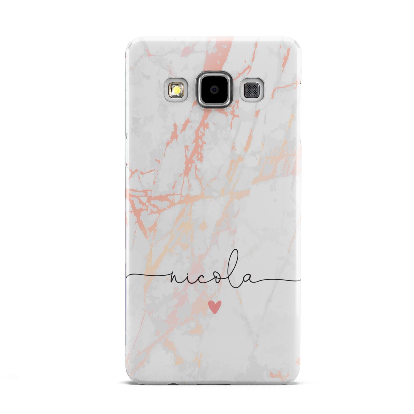 Personalised Name Pink Marble Heart Samsung Galaxy A5 Case