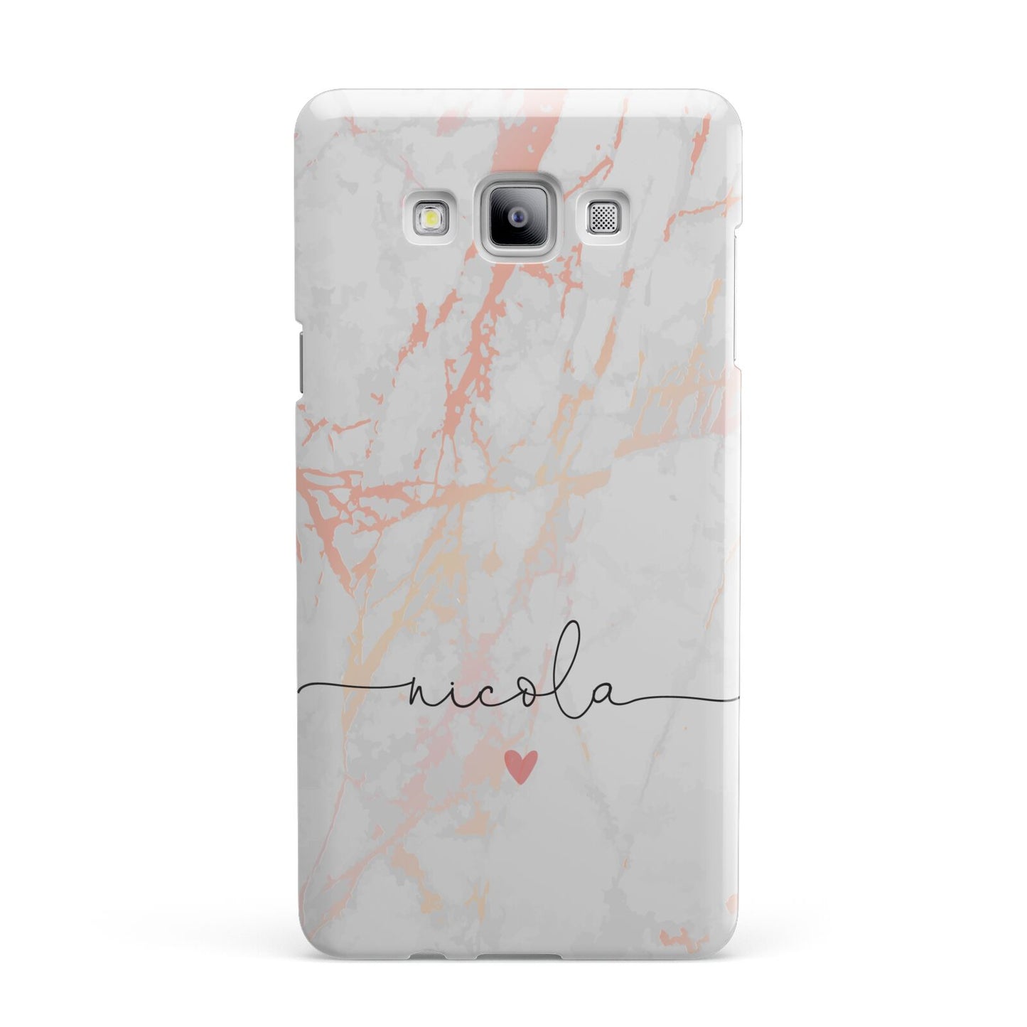 Personalised Name Pink Marble Heart Samsung Galaxy A7 2015 Case