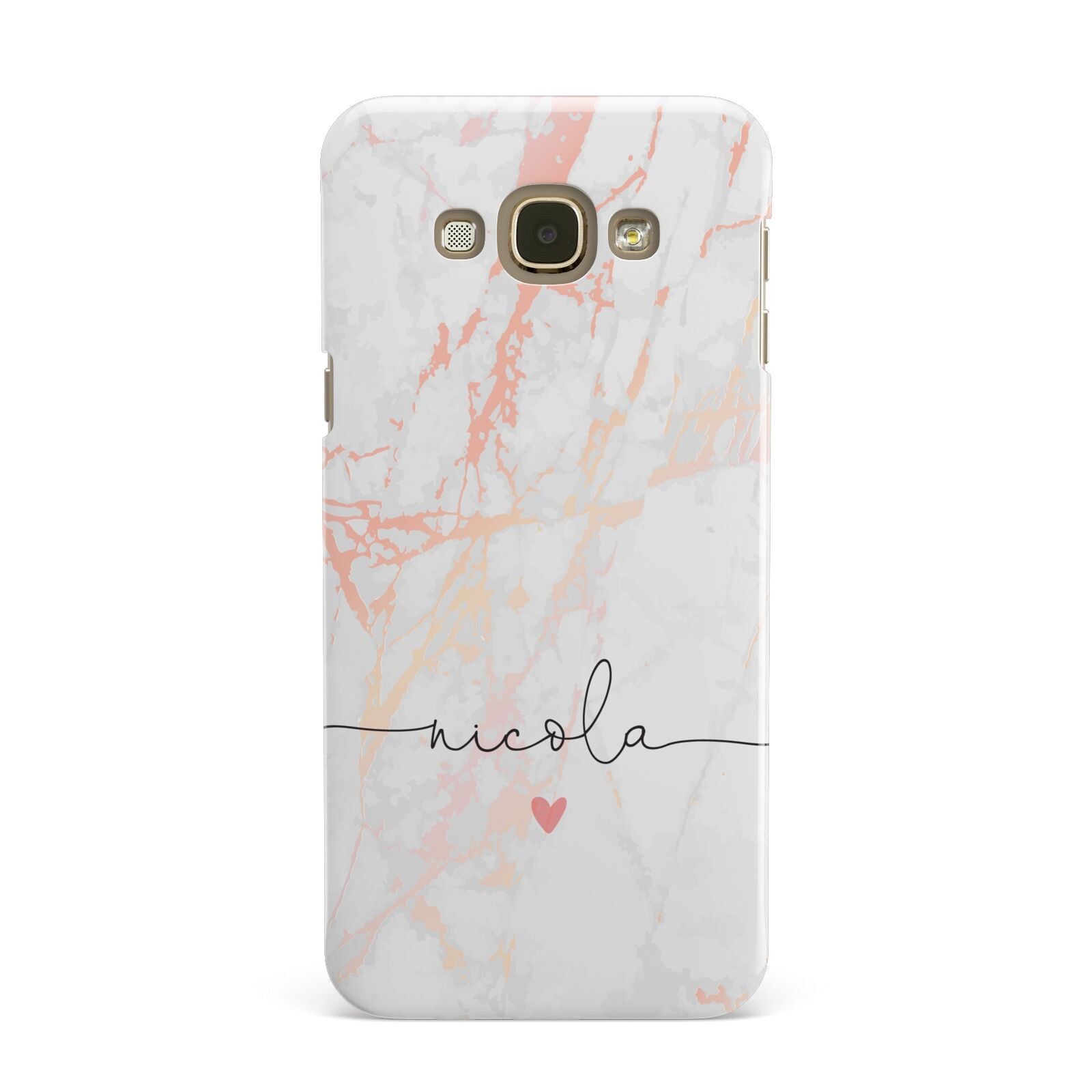 Personalised Name Pink Marble Heart Samsung Galaxy A8 Case