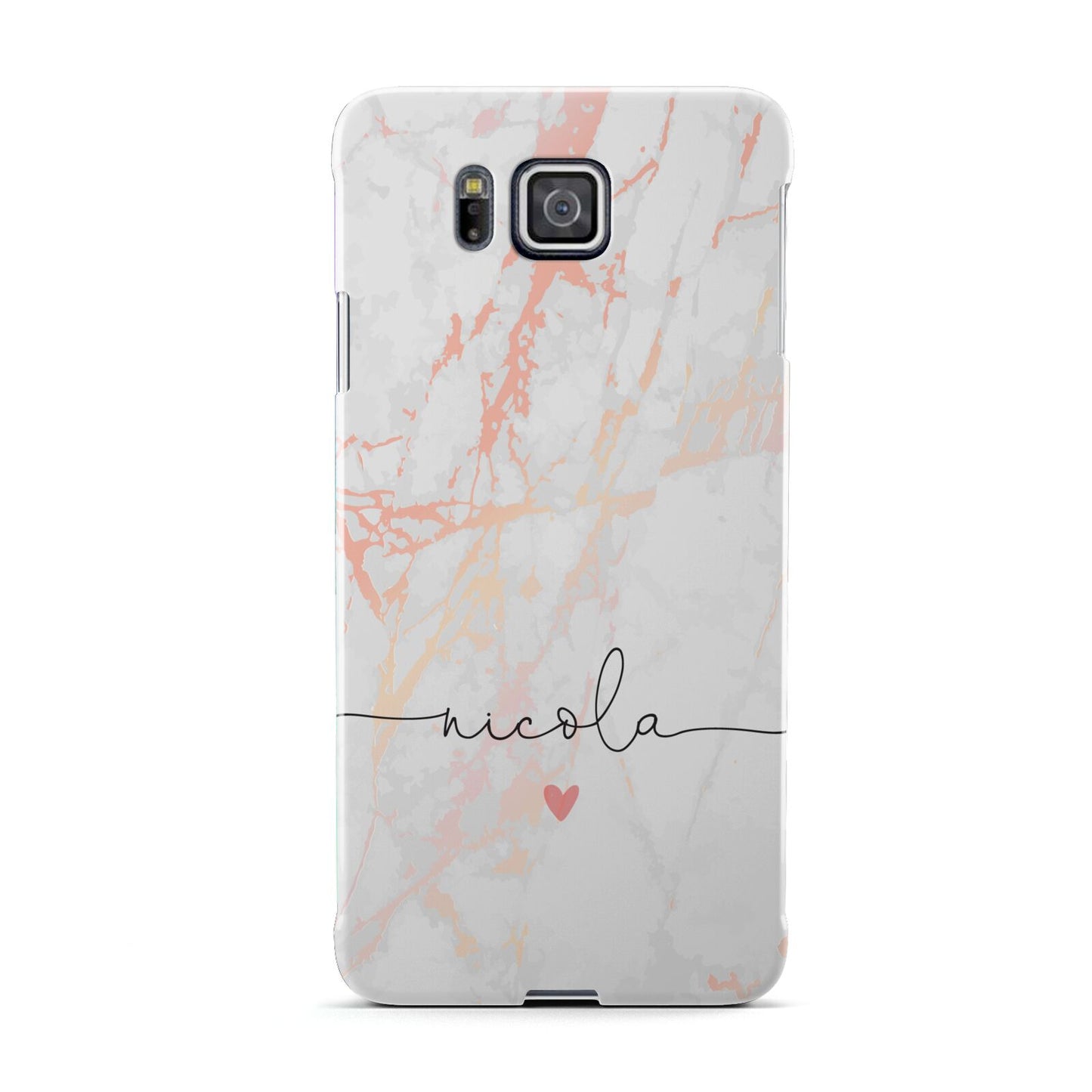 Personalised Name Pink Marble Heart Samsung Galaxy Alpha Case