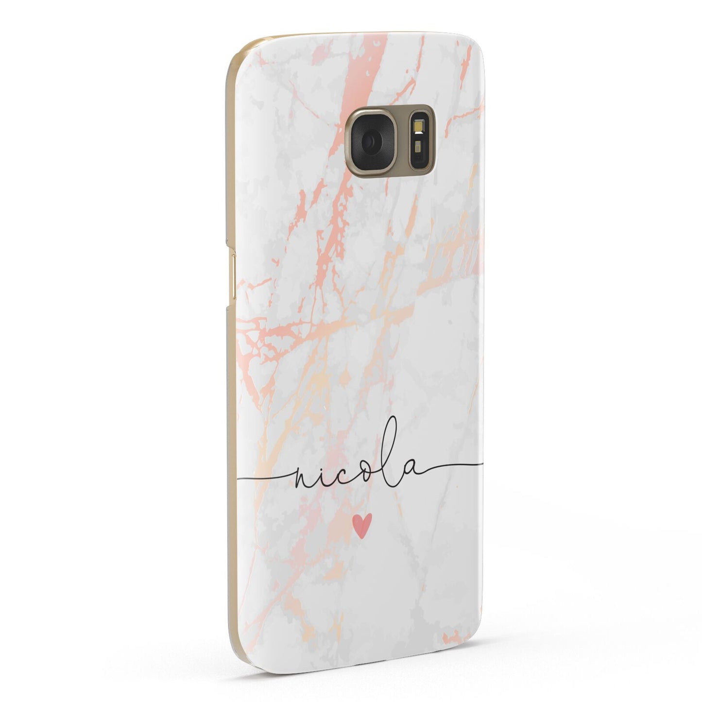 Personalised Name Pink Marble Heart Samsung Galaxy Case Fourty Five Degrees