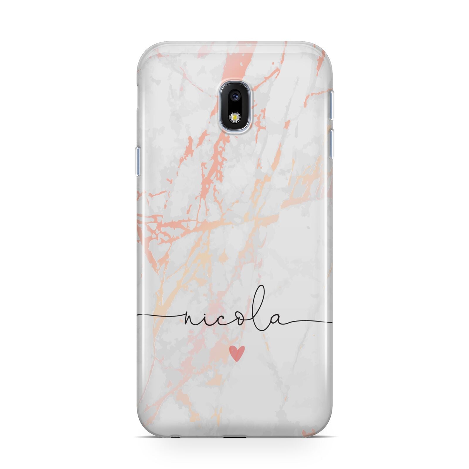 Personalised Name Pink Marble Heart Samsung Galaxy J3 2017 Case