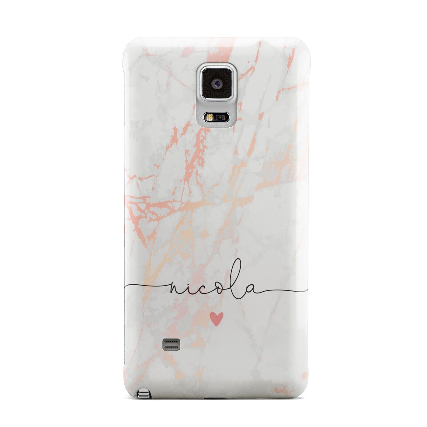 Personalised Name Pink Marble Heart Samsung Galaxy Note 4 Case