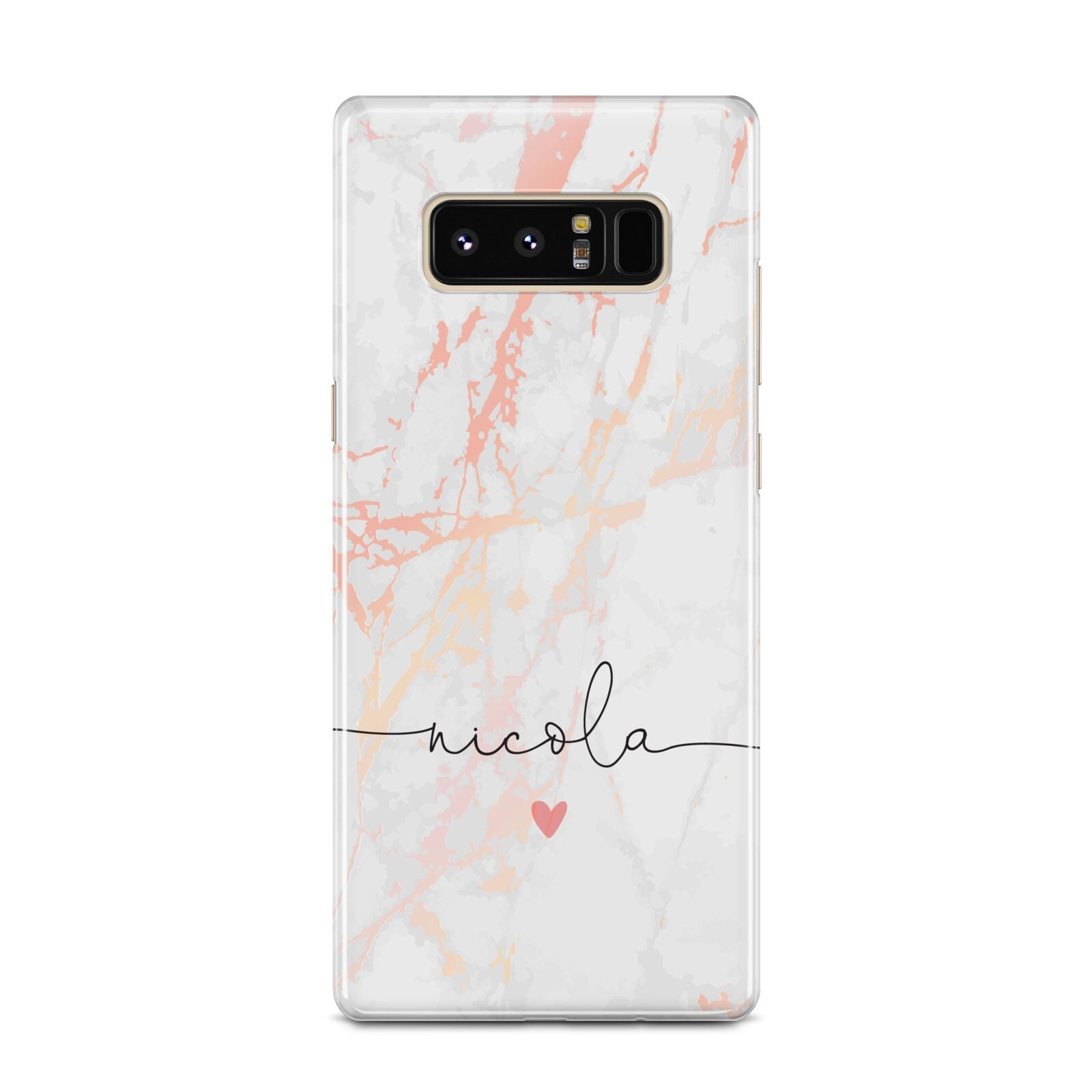 Personalised Name Pink Marble Heart Samsung Galaxy Note 8 Case