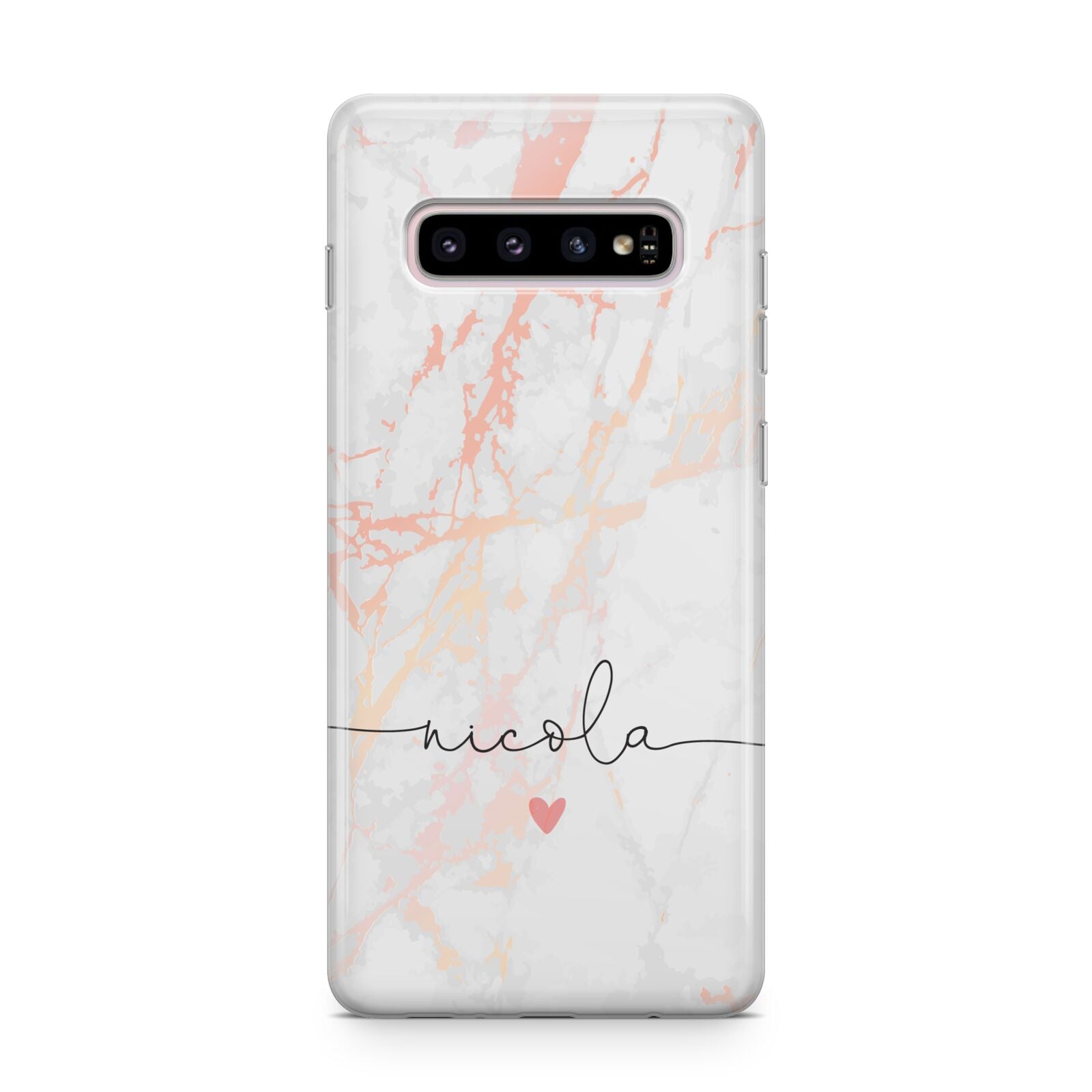 Personalised Name Pink Marble Heart Samsung Galaxy S10 Plus Case