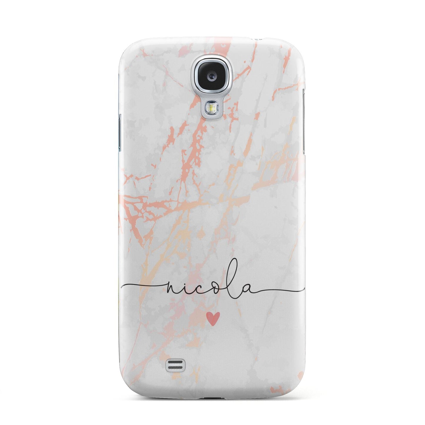 Personalised Name Pink Marble Heart Samsung Galaxy S4 Case