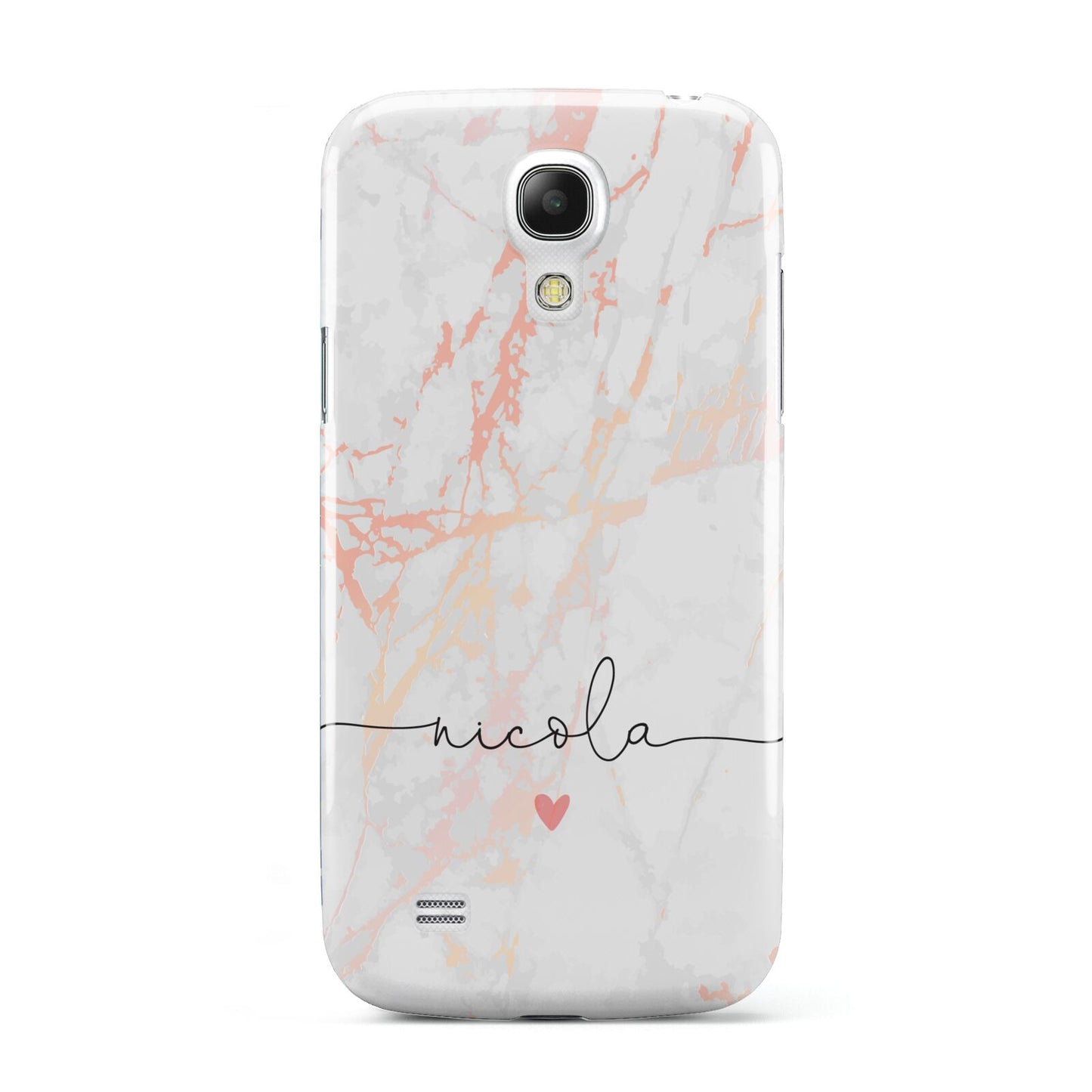 Personalised Name Pink Marble Heart Samsung Galaxy S4 Mini Case