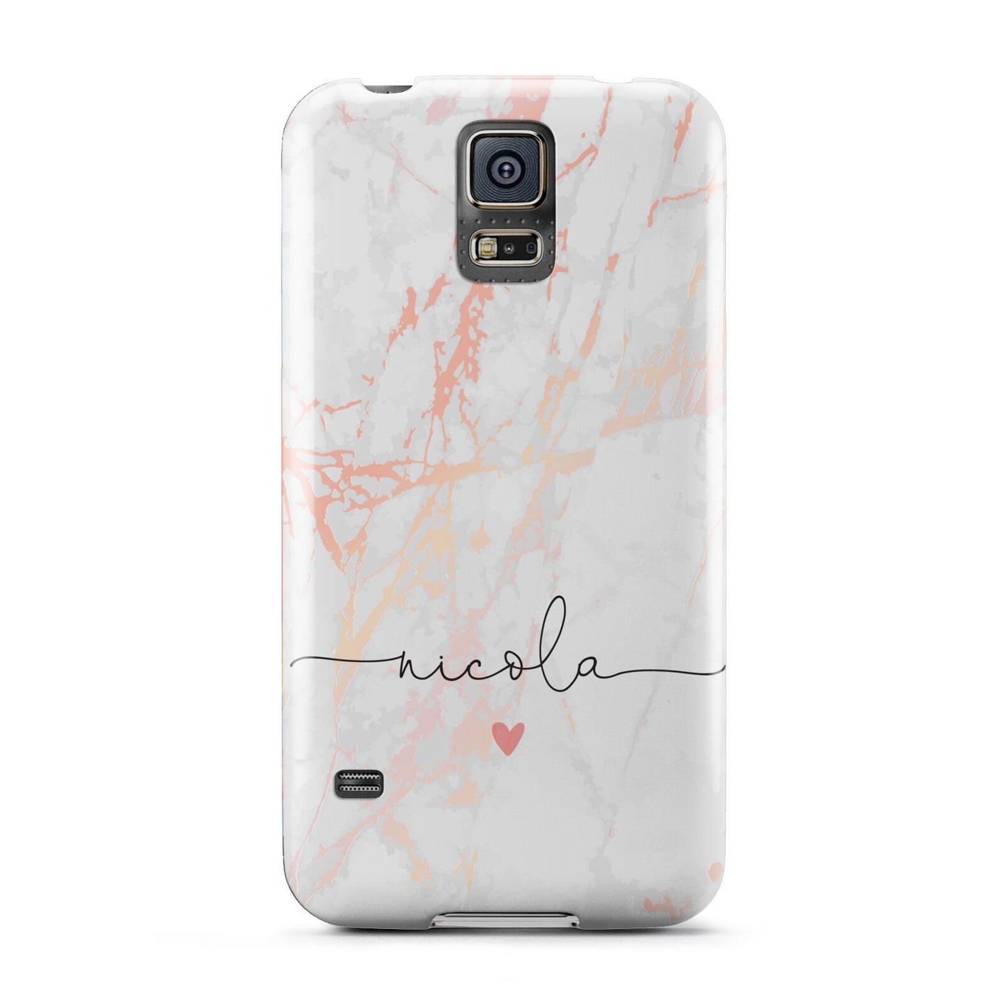 Personalised Name Pink Marble Heart Samsung Galaxy S5 Case