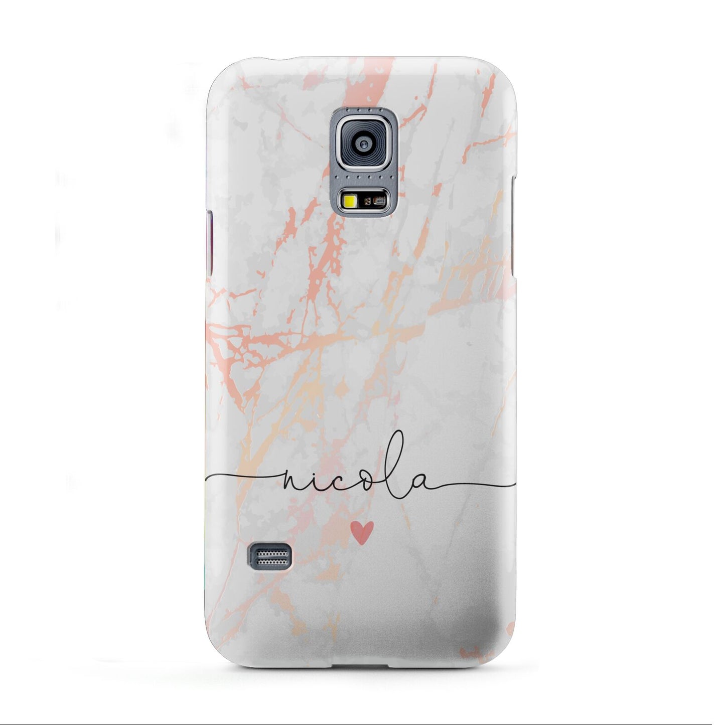 Personalised Name Pink Marble Heart Samsung Galaxy S5 Mini Case